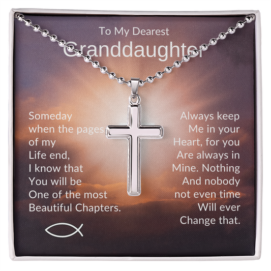 To My Dearest Granddaughter | Stainless Cross Necklace with Ball Chain