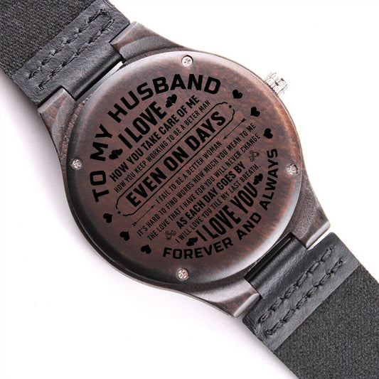 To My Husband-Engraved Wooden Watch