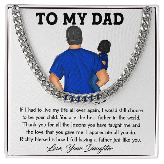 To My Dad from Daughter - Cuban Link Chain