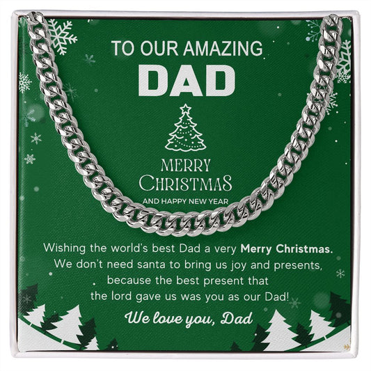 To Our Amazing Dad Christmas and new year Card-Cuban Link Chain