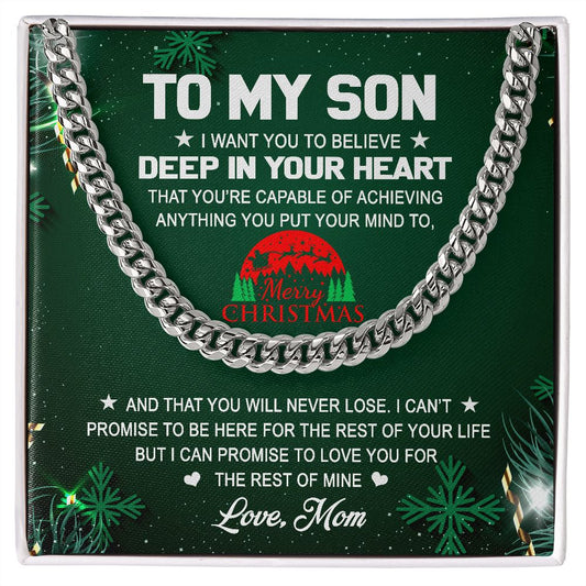 To My Son From Mom Christmas Card-Cuban Link Chain