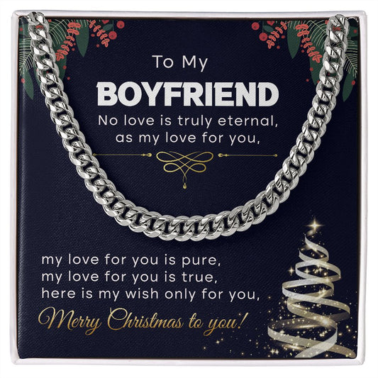 To My Boyfriend Christmas Card - Cuban Link Chain