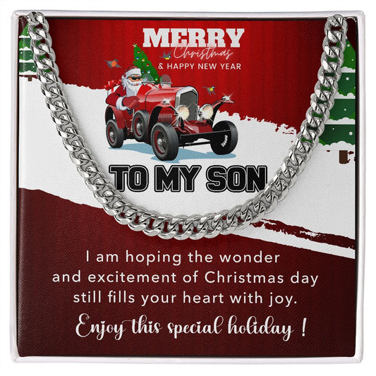 To My Son Christmas and New year Card-Cuban Link Chain