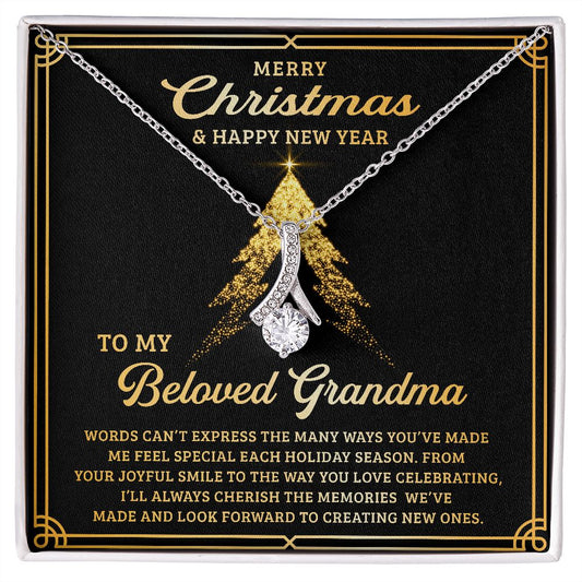 To My Beloved Grandma Christmas and New Year Card-Alluring Beauty necklace