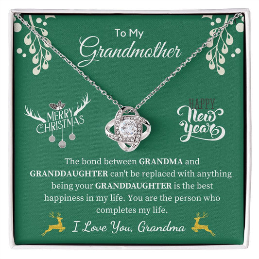To My Grandmother from Granddaughter Christmas and new Year Card- Love Knot Necklace