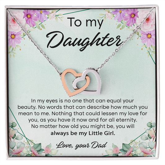To My Daughter From Dad - Interlocking Hearts necklace