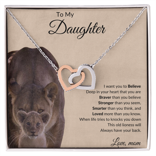 To My Daughter -  Interlocking Hearts Necklace