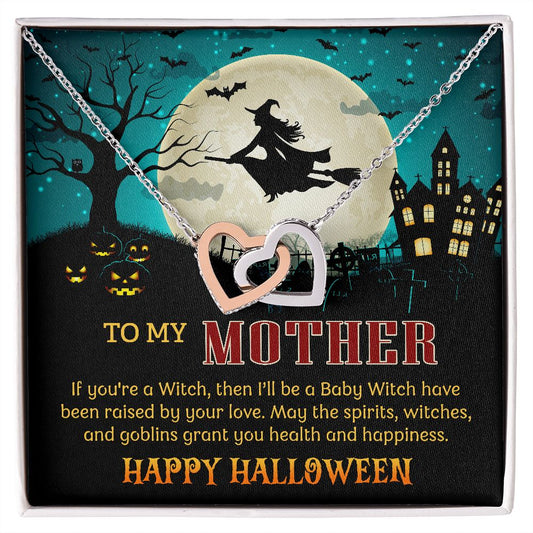 To My Mother Halloween Card - Interlocking Hearts Necklace