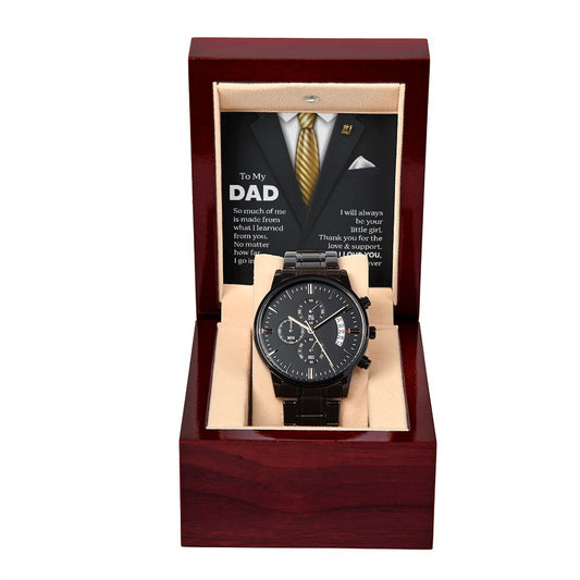 To My Dad From Daughter-Black Chronograph Watch
