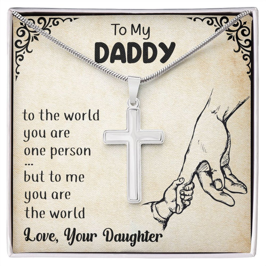 To My Daddy from Daughter - Stainless Steel Cross Necklace